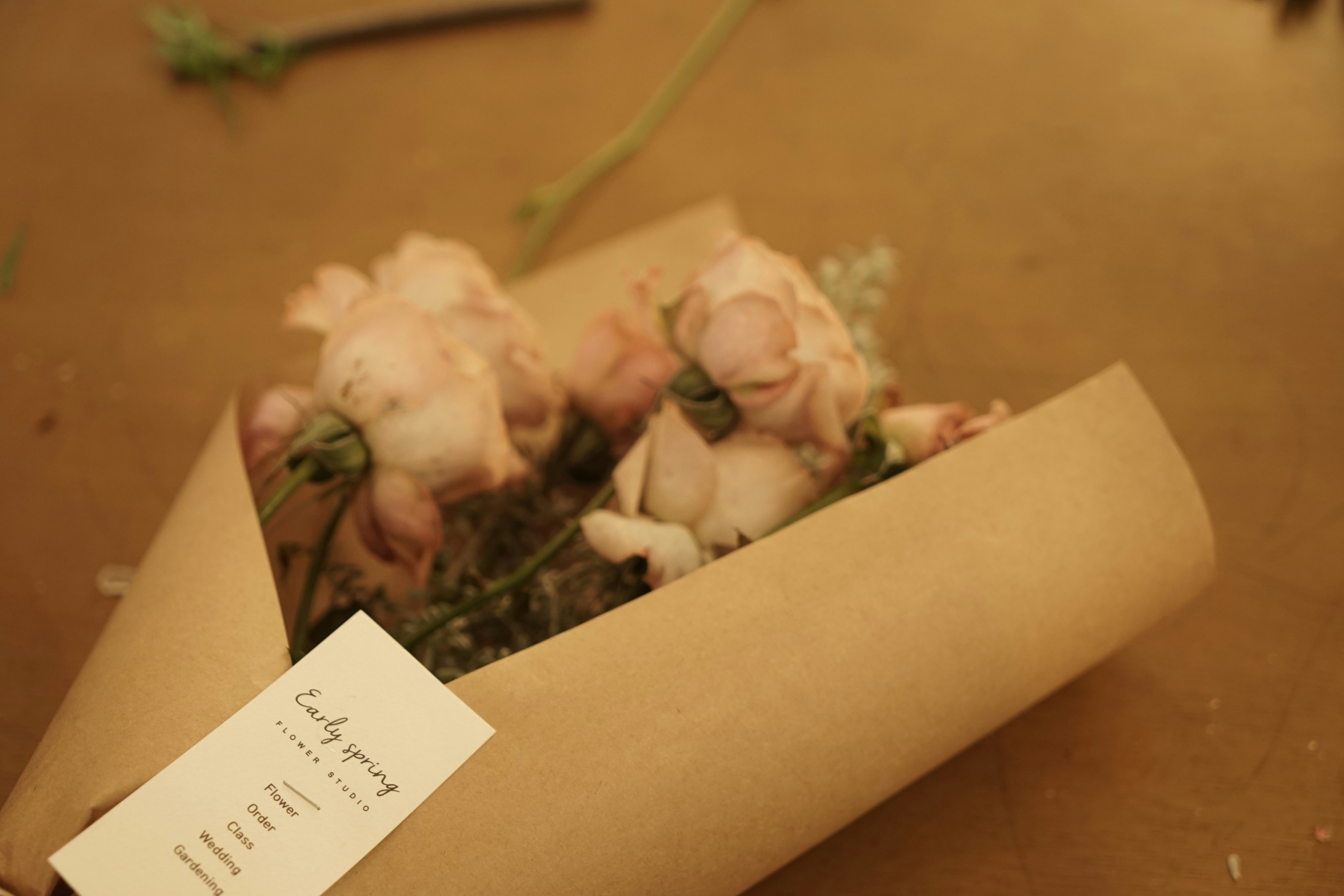 A bouquet of flowers on a table