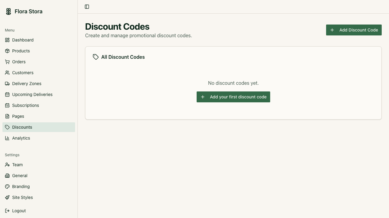 Discount code management