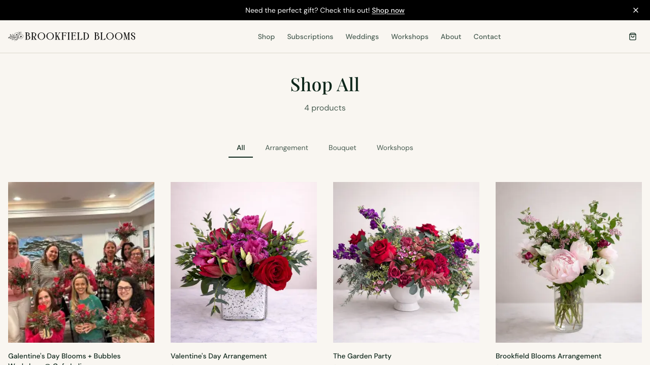 Product catalog with categories and pricing